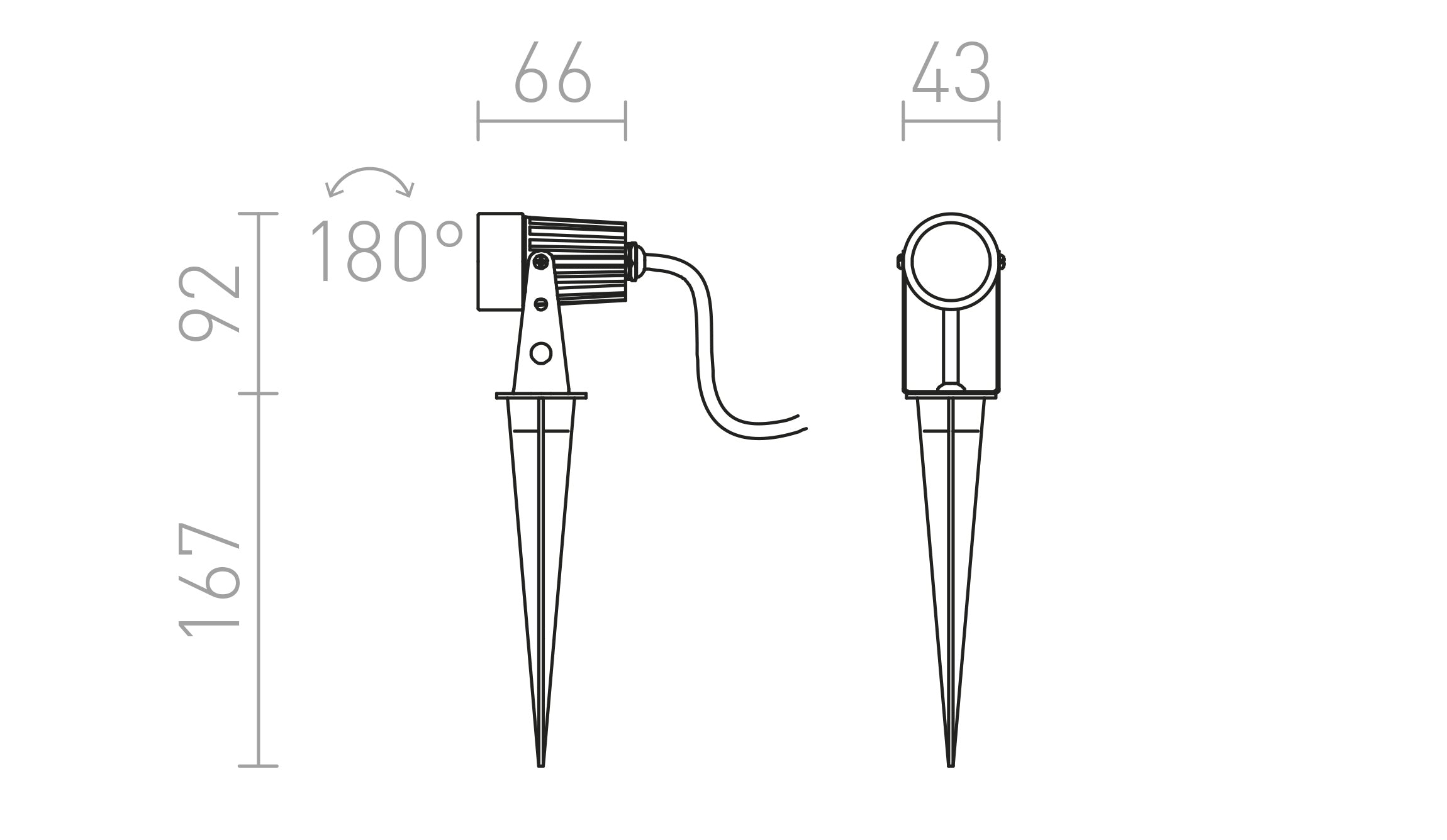 GUN sur piquet lampe - Product sketch