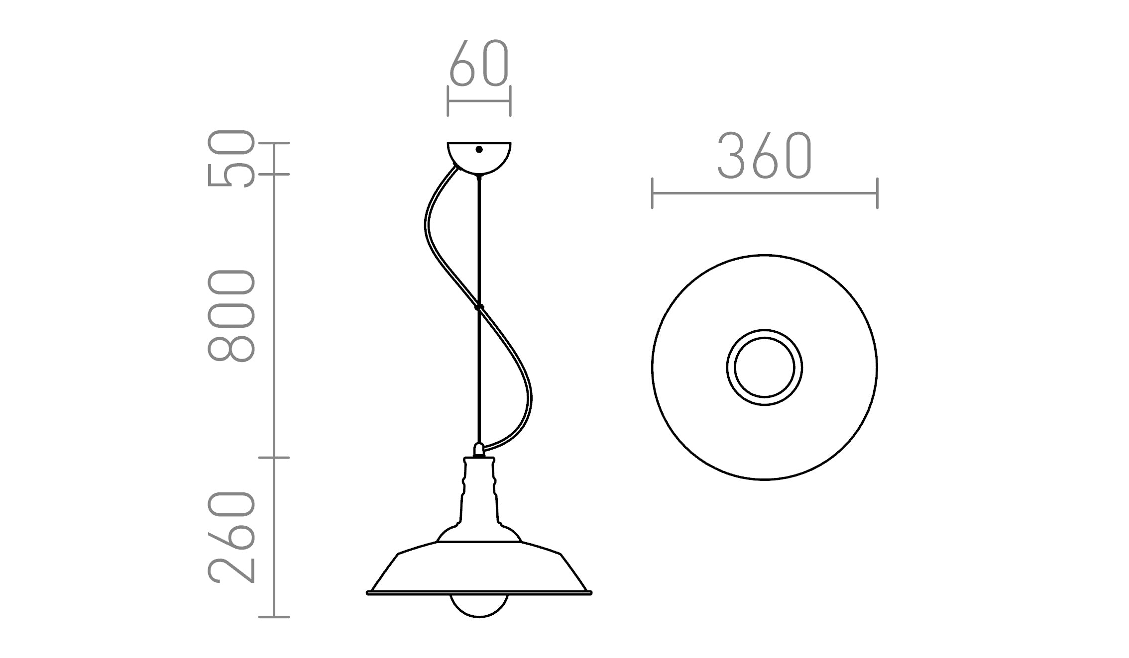 GOLDIE 36 suspension lampe - Product sketch
