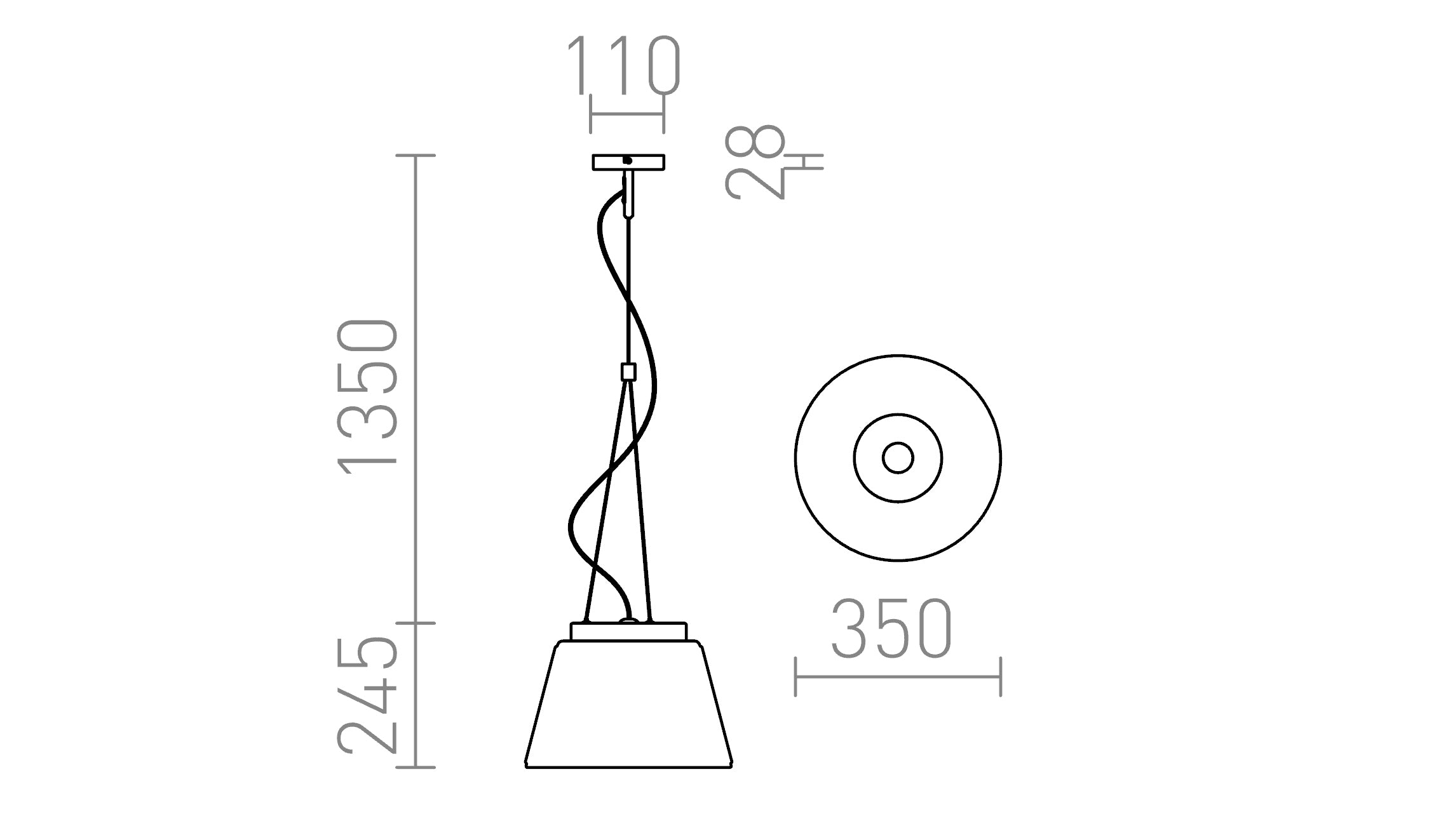 CORONA wisząca lampa - Product sketch