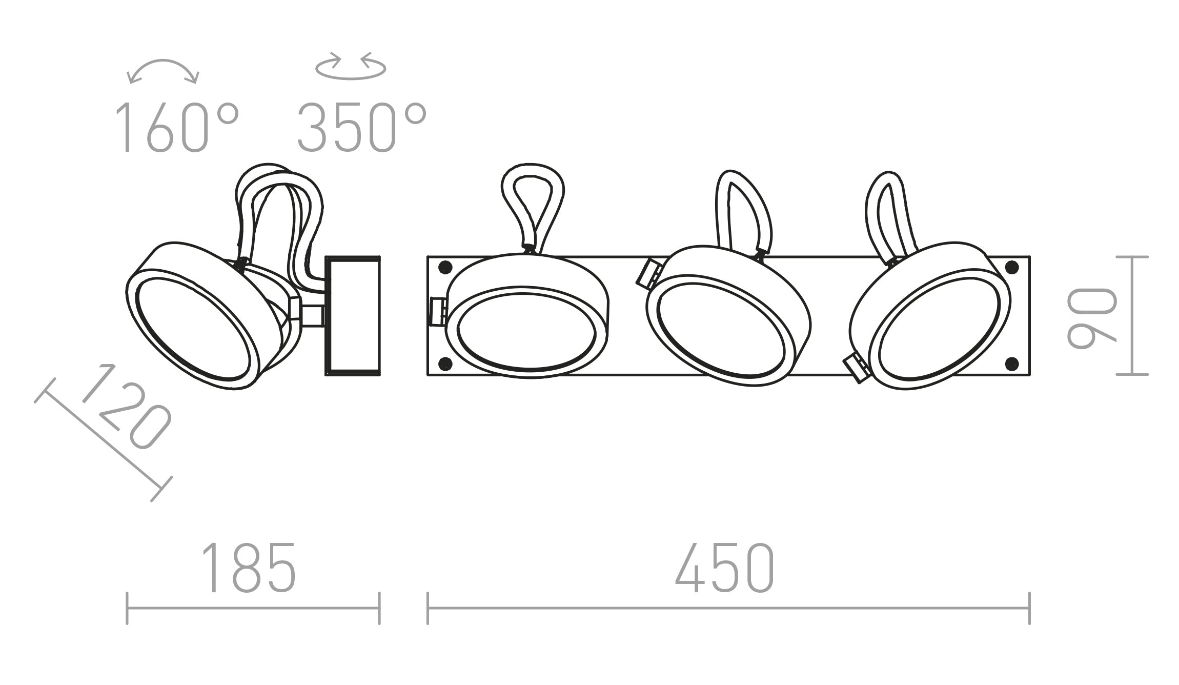 KELLY III ścienna lampa - Product sketch