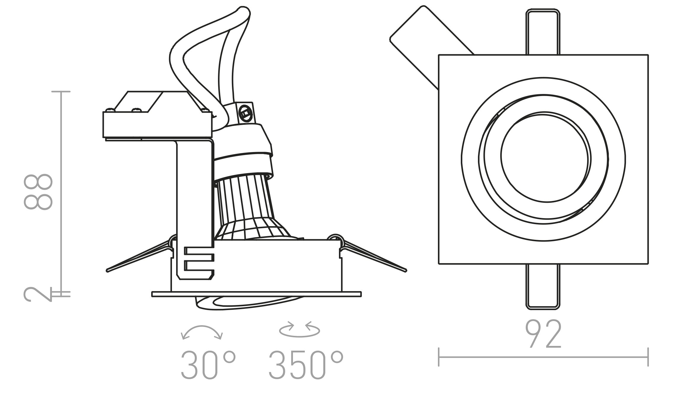PASADENA GU10 SQ I upotettu lamppu - Product sketch