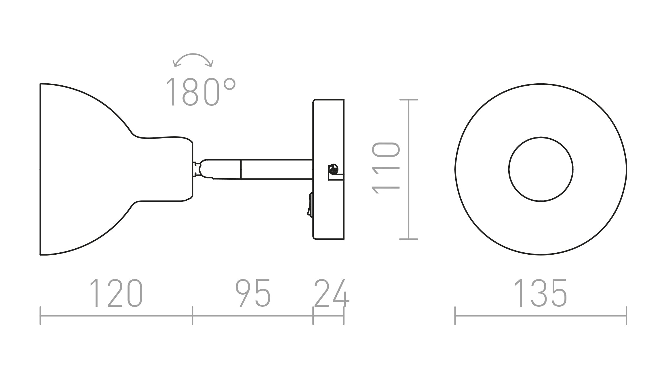 BAROQUE murale lampe - Product sketch