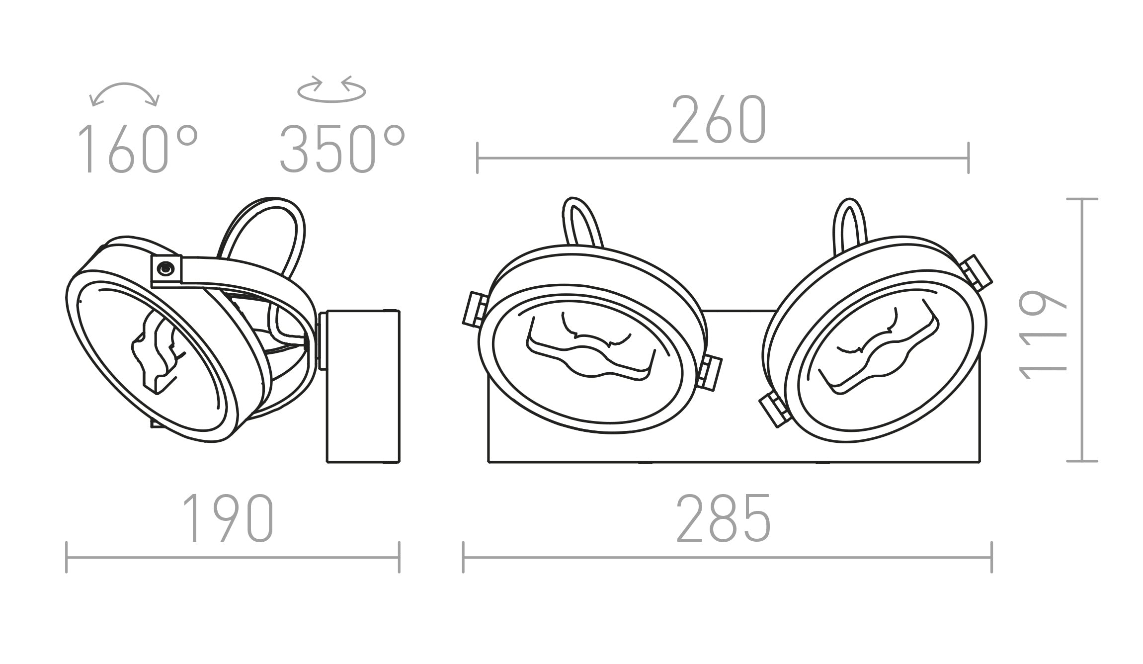 KELLY LED II dimm da parete lampada - Product sketch