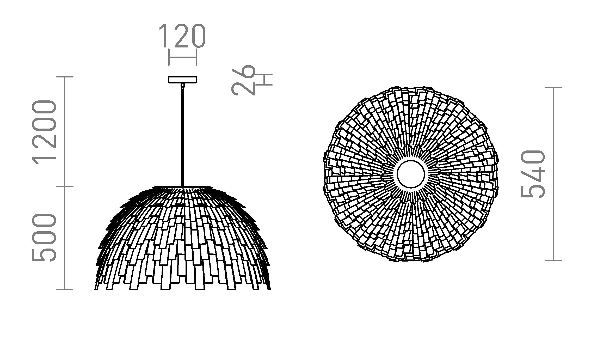 RARA pendel lampa - Product sketch