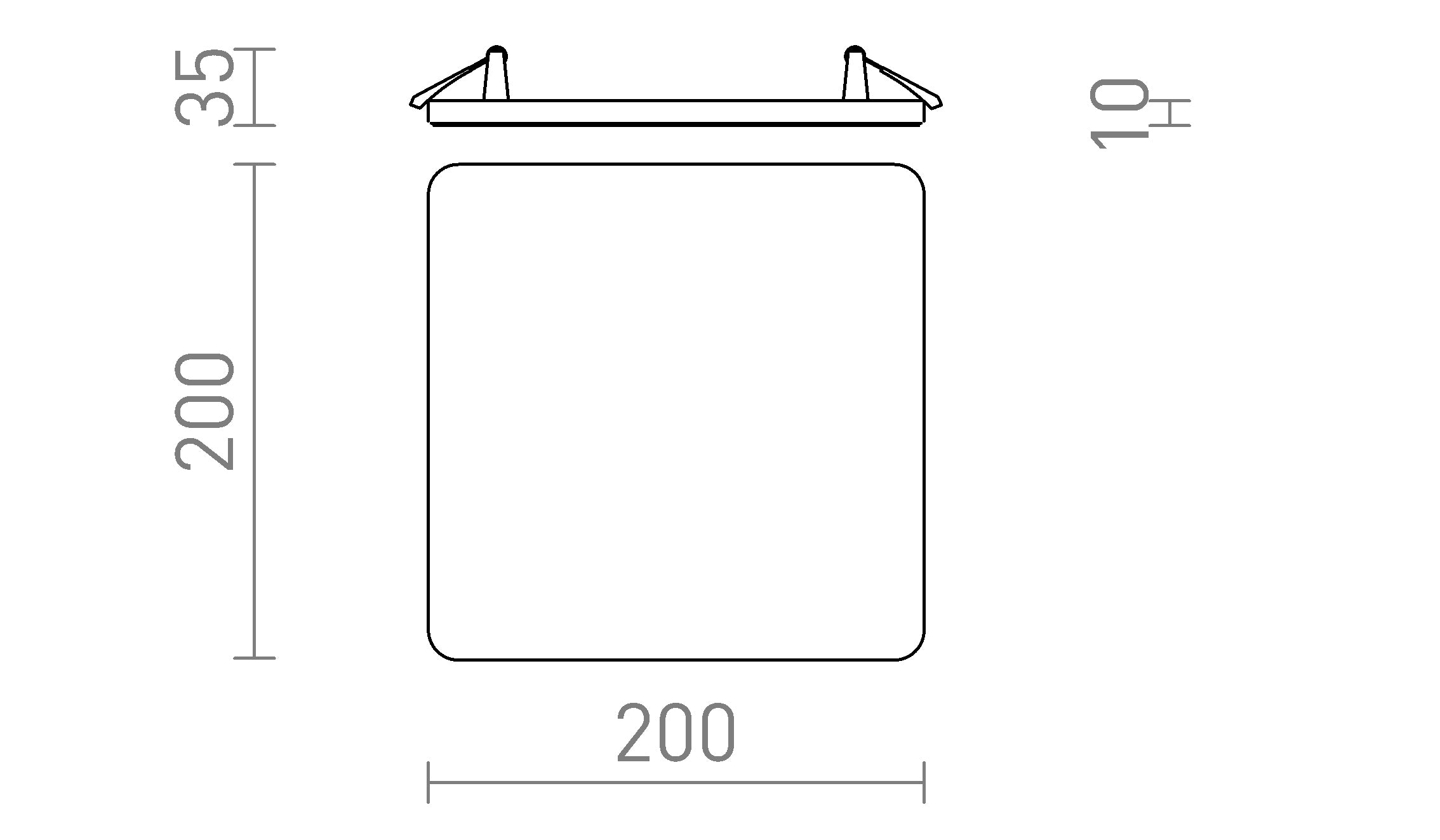 BJORK SQ 20 infälld lampa - Product sketch