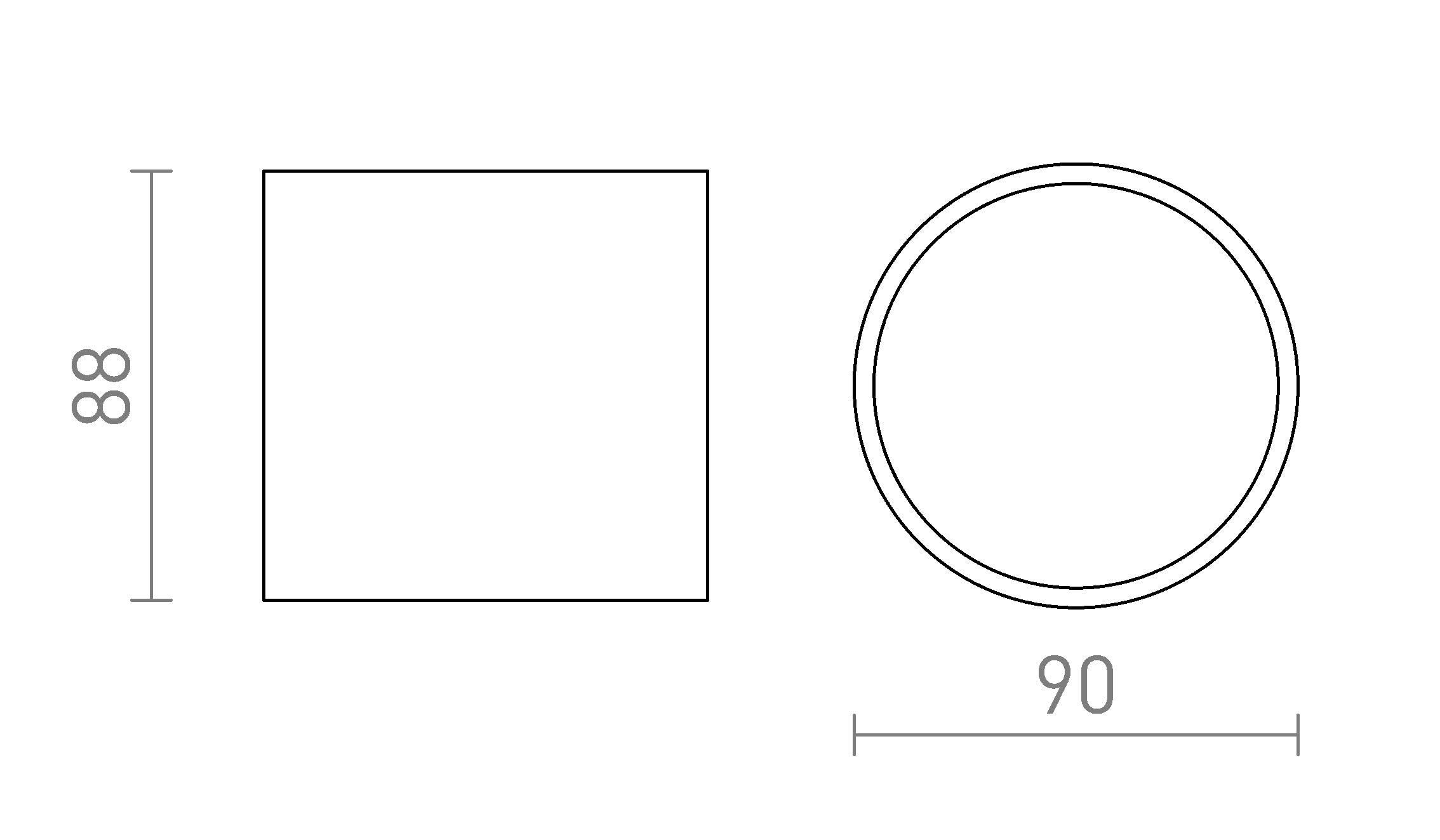 SENZA R teto lâmpada - Product sketch