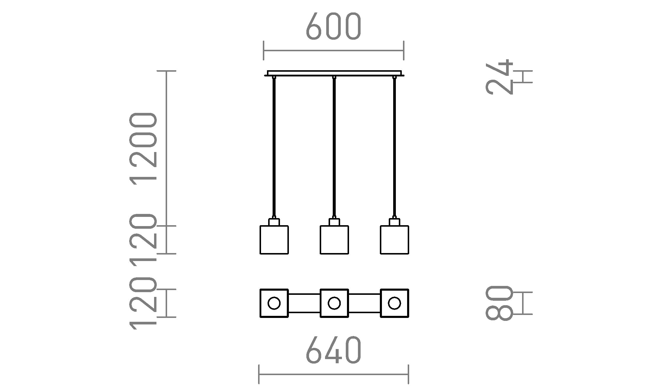 DADOS III 60 viseća lampa - Product sketch