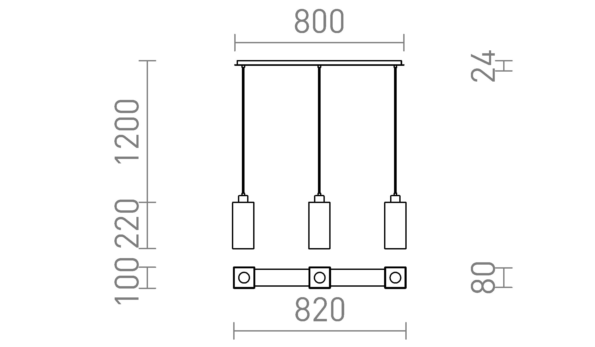 LIZ III 80 viseča lampa - Product sketch