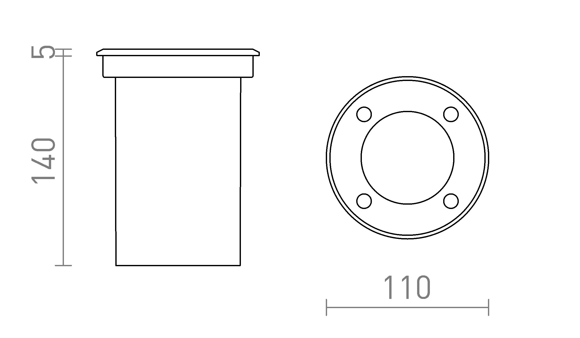 ORBU R vgradna lampa - Product sketch