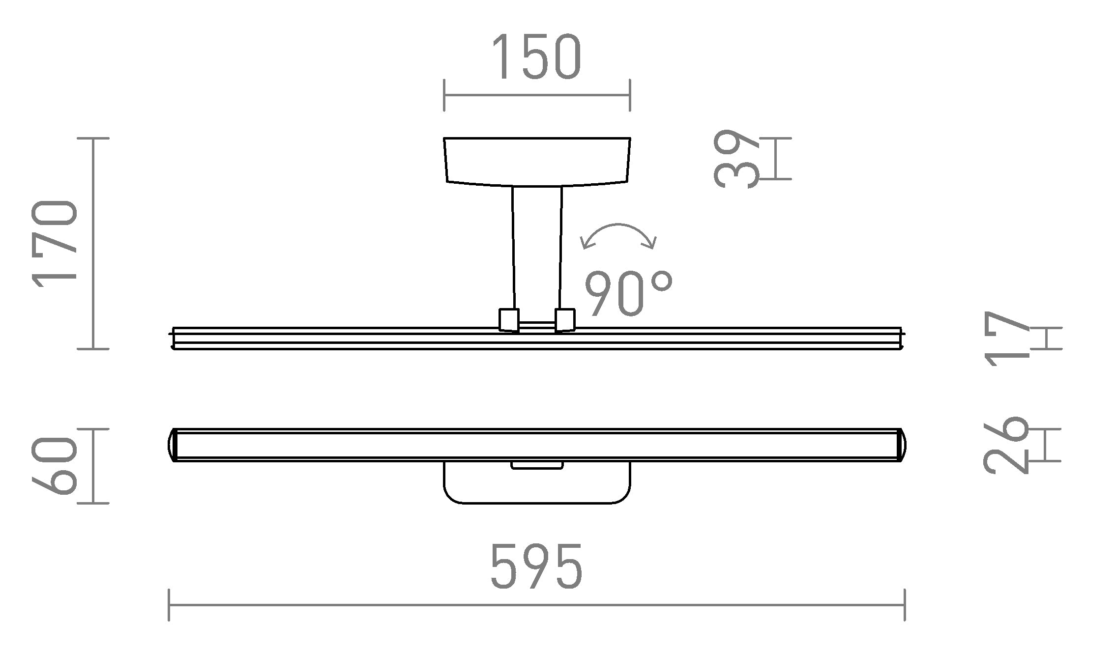 ALISA 60 nástenná lampa - Product sketch