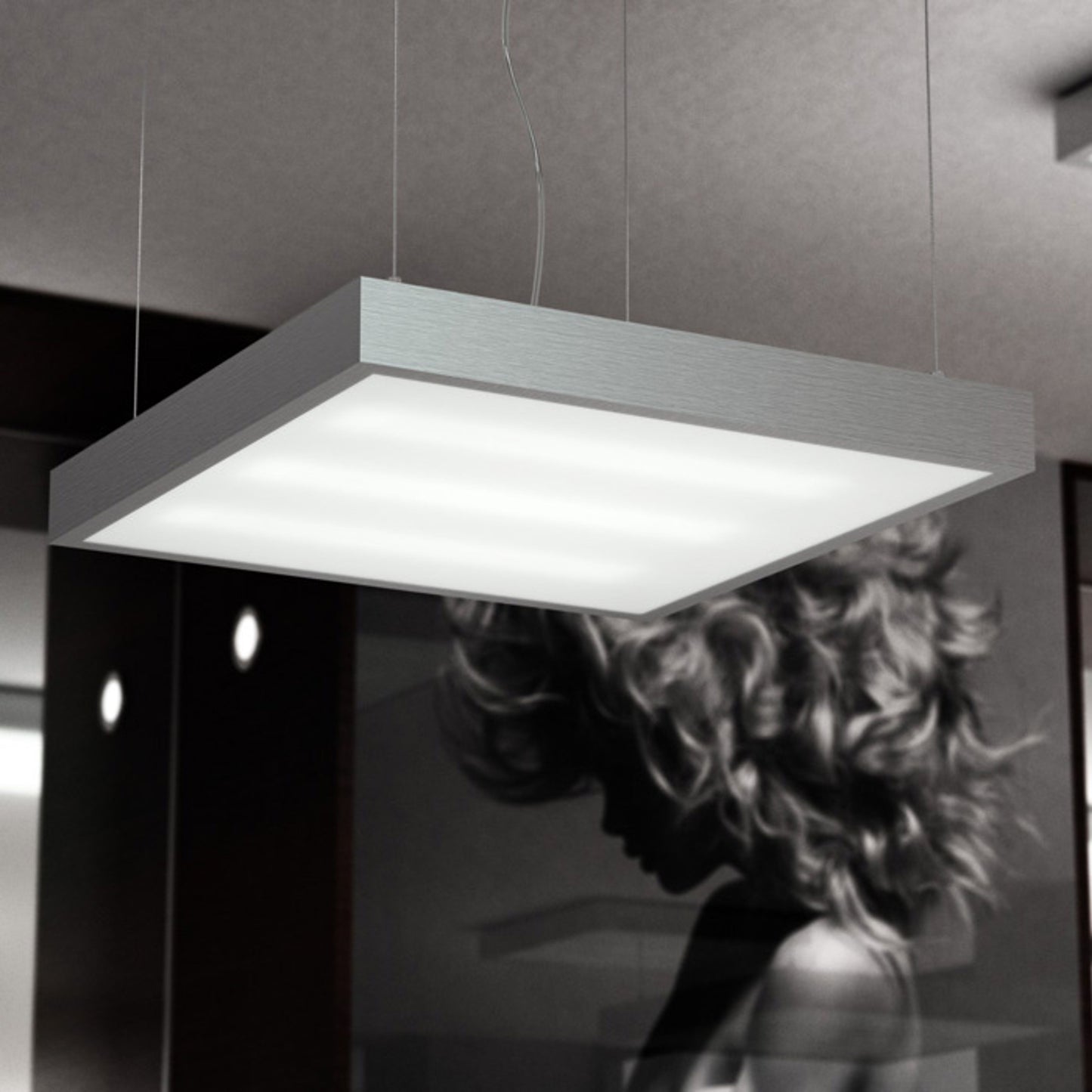 RENDL Outlet STRUCTURAL 55x55 pendant brushed aluminum 230V 2G11 3x36W R10095 4