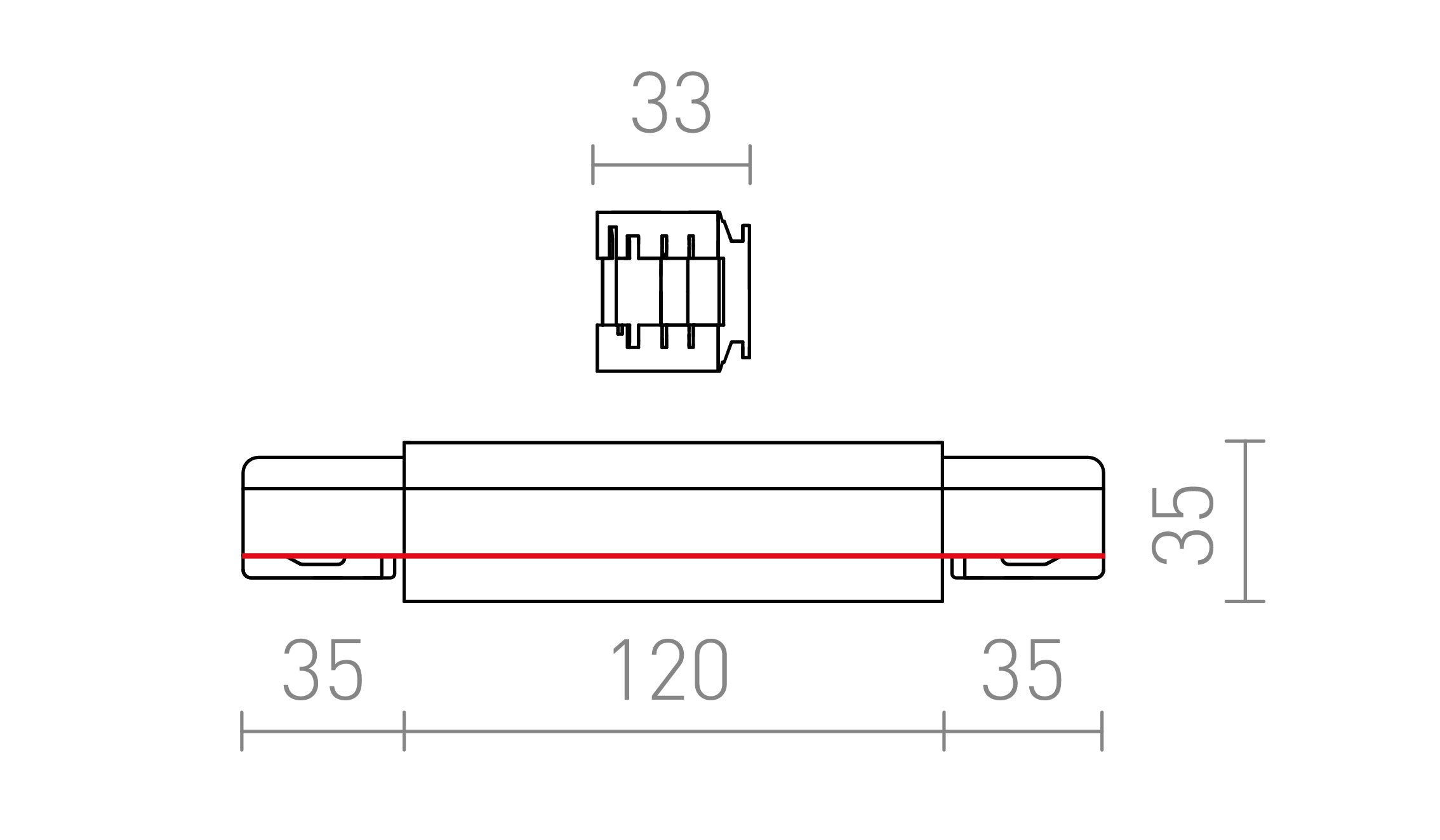 EUTRAC PODOLGOVATI KONEKTOR Z NAPAJANJEM - Product sketch