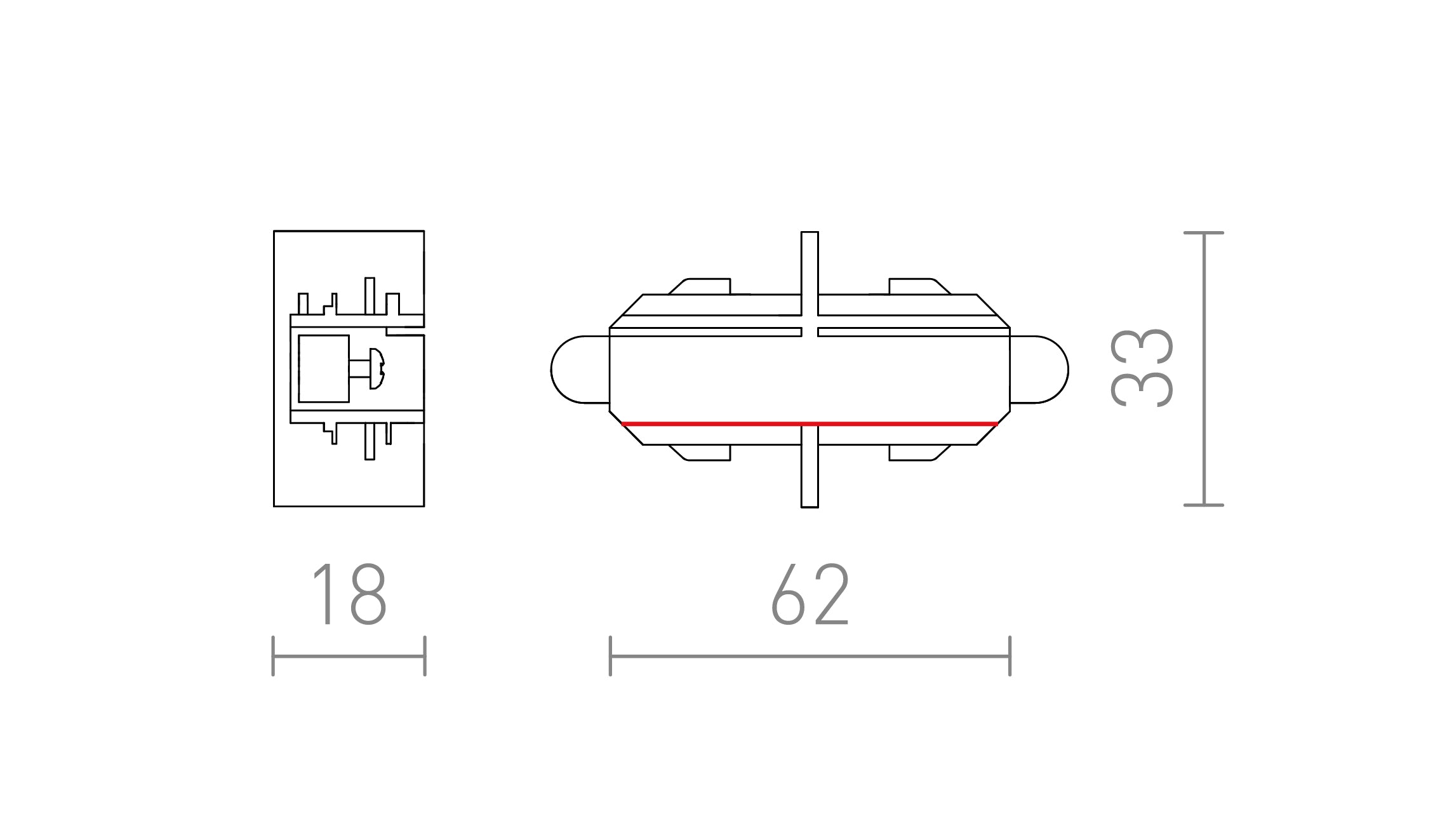KONEKTOR ZA 1F-TIRNI SISTEM - Product sketch