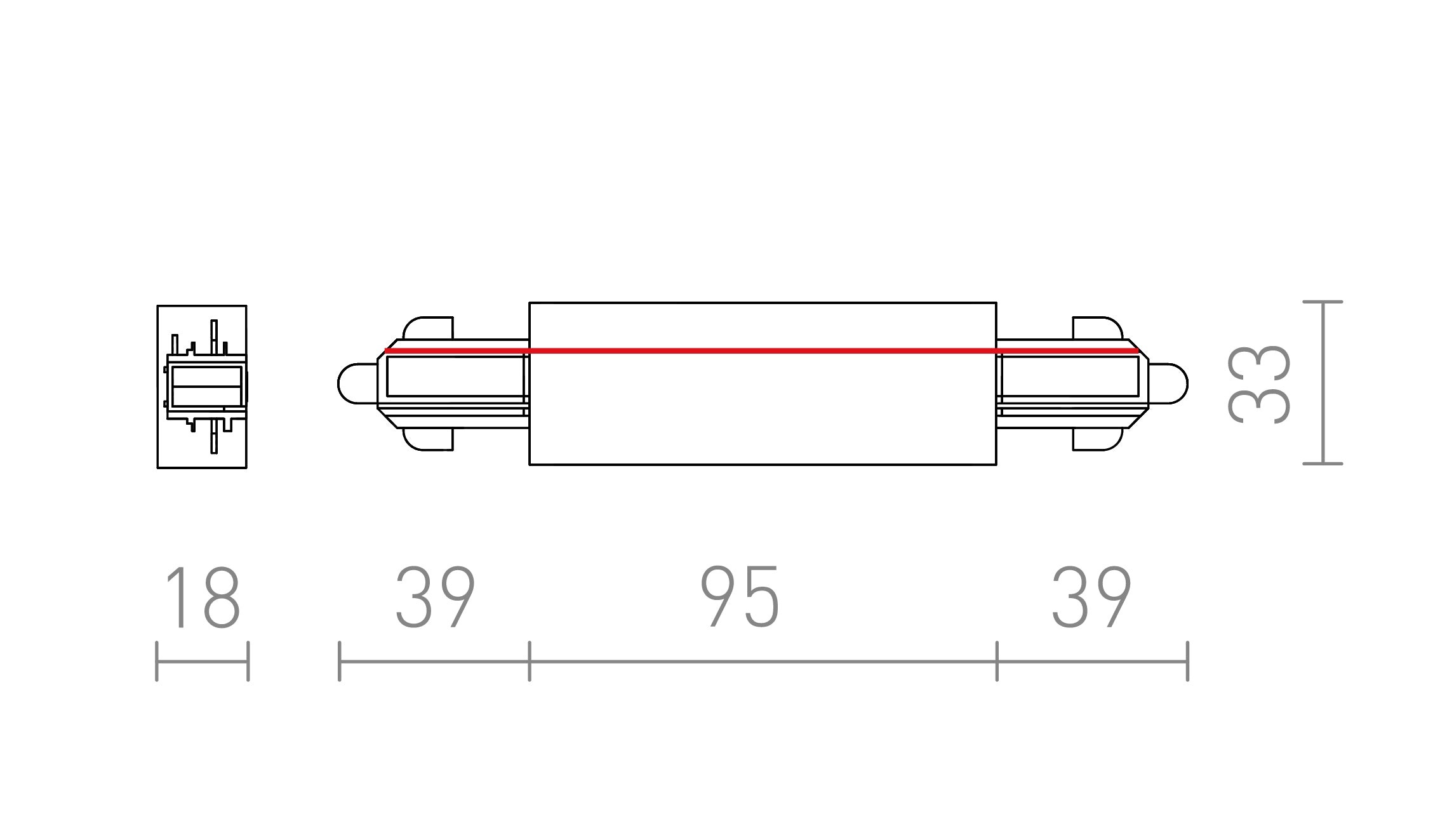 KONEKTOR Z NAPAJANJEM ZA 1F-TIRNI SISTM - Product sketch