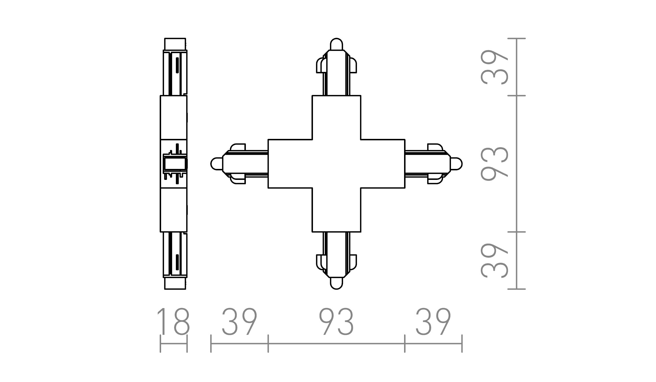 X-KONEKTOR ZA 1F-TIRNI SISTEM - Product sketch