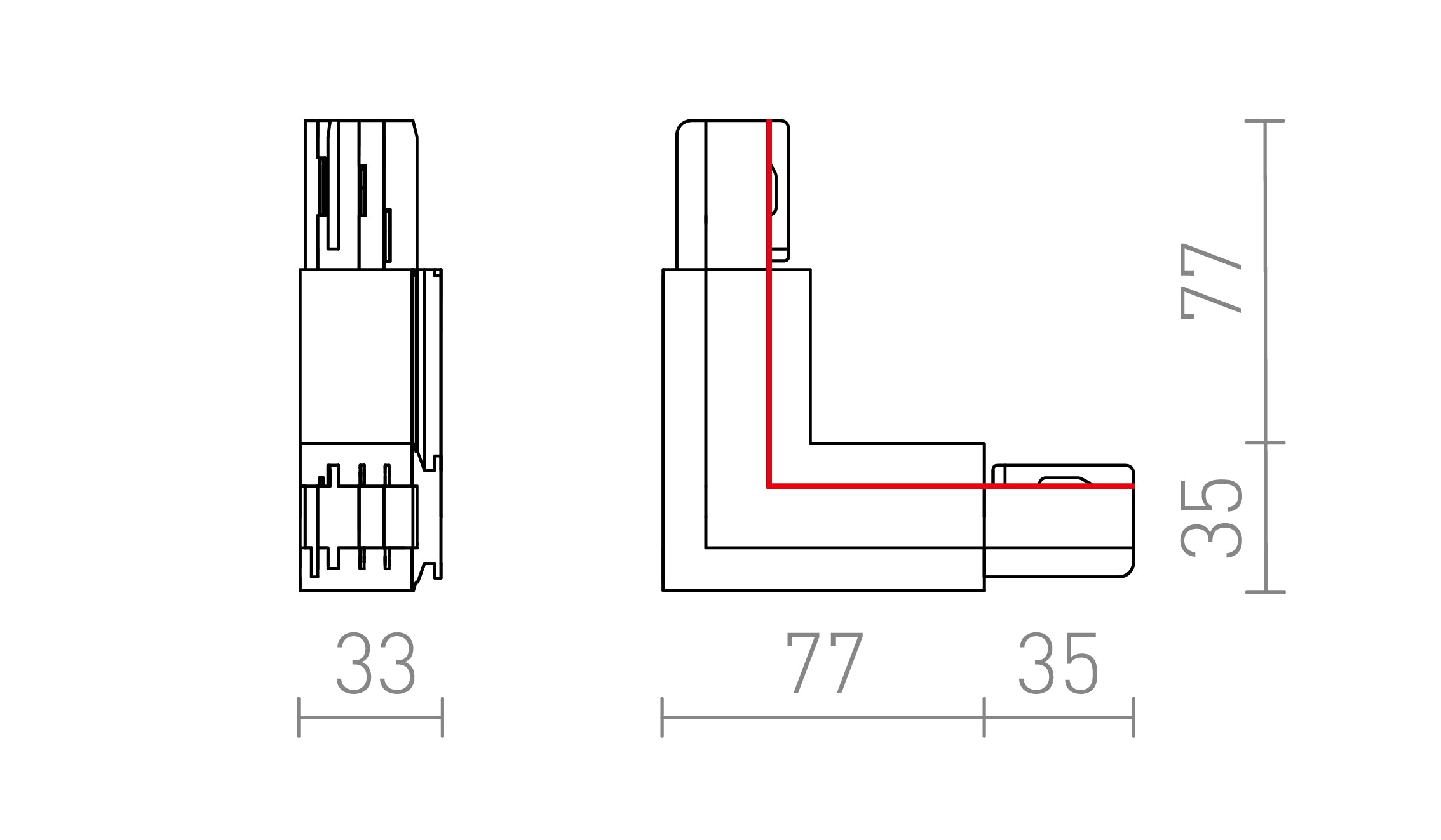 EUTRAC L-KONEKTOR NOTRANJI - Product sketch