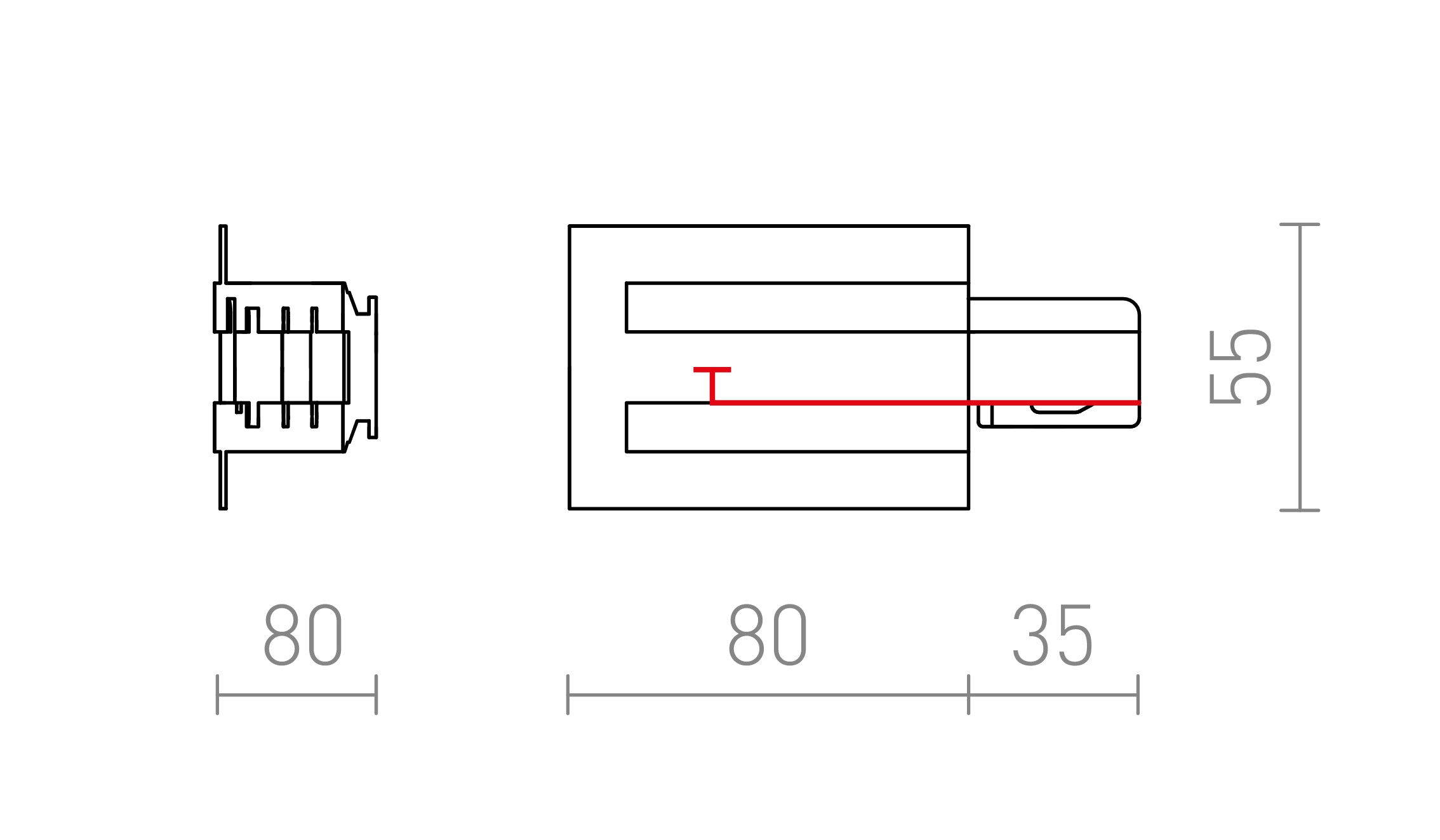 EUTRAC NAPAJANJE ZA VGRADNI TIR LEVO - Product sketch