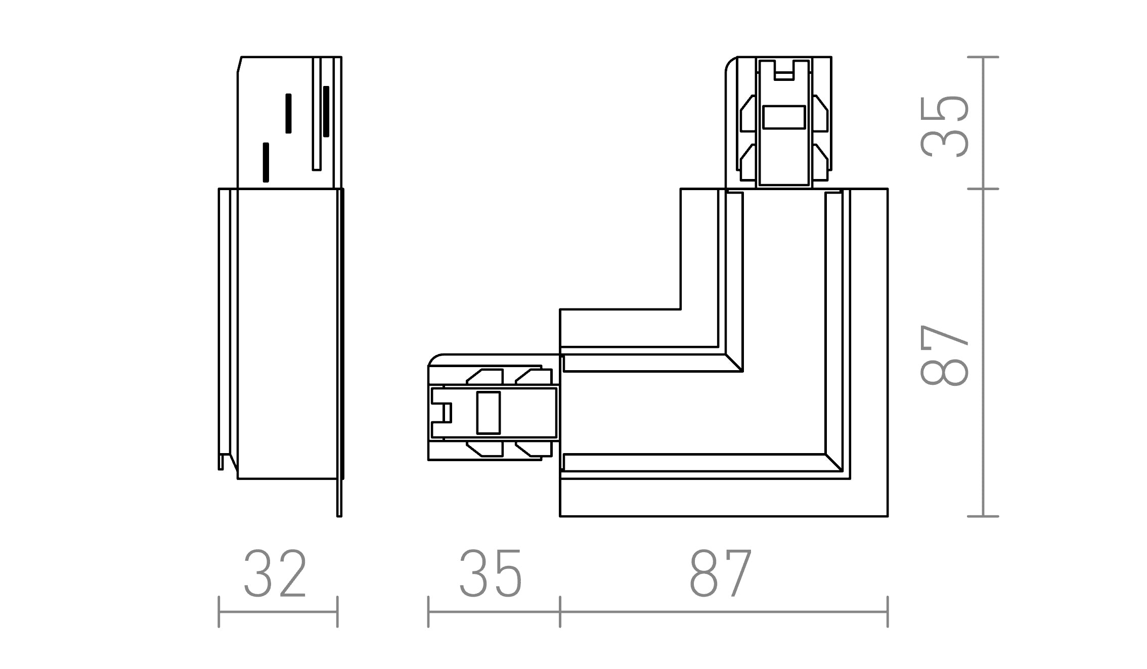 EUTRAC L-KONEKTOR ZA VGRADNI TIR ZUNANJI - Product sketch