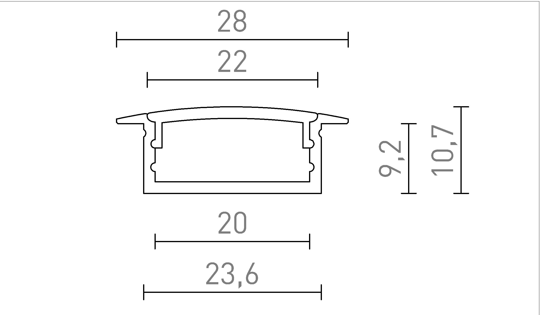 LED PROFIL A VGRADNA - Product sketch