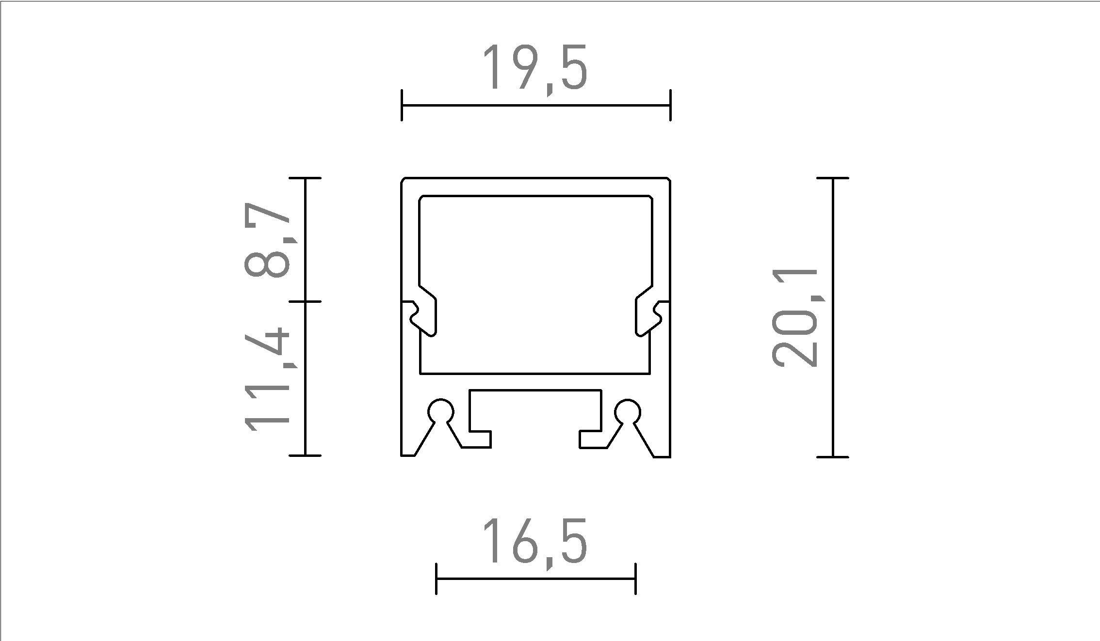 LED PROFIL D NADGRADNA - Product sketch