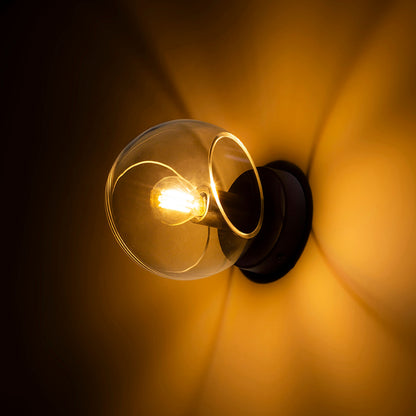 RENDL wall lamp SOLARIS surface mounted clear glass/black 230V LED E14 7W R13994 9